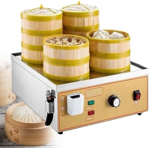 Commercial Electric Steamer - Stainless Steel Food Steaming Machine & Bread Bun Warmer (6 Holes, 110V) for Efficient Cooking & Perfectly Steamed Dishes