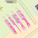Pink Hair Comb Set - Wide Tooth, Fine Tooth, Rat Tail, and Dual Comb for Women and Men - Image 2