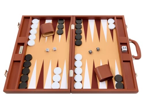 Silverman & Co. 19-inch Premium Backgammon Set - Desert Brown Board