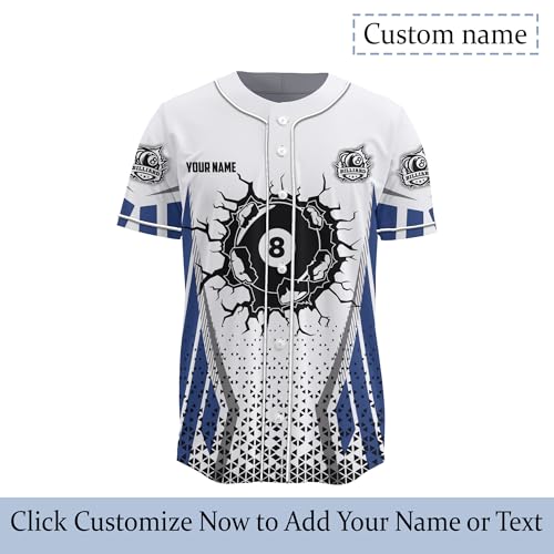 Camiseta de béisbol personalizada estilo fanático de billar con diseño 3D de sóftbol miniatura 3