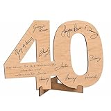 Cadeau 40 ans de mariage en bois avec support Décoration anniversaire 40 ans élégante Carte anniversaire 40 ans souvenir à signer Decoration anniversaire 40 ans pour femme idée cadeau 40 ans femme