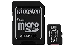 Kingston 64 GB microSDHC Canvas Select Plus 100 MB/s Lesegeschwindigkeit A1 Klasse 10 UHS-I frustfreie Verpackung Speicherkarte + Adapter (SDCS2/64GBET)