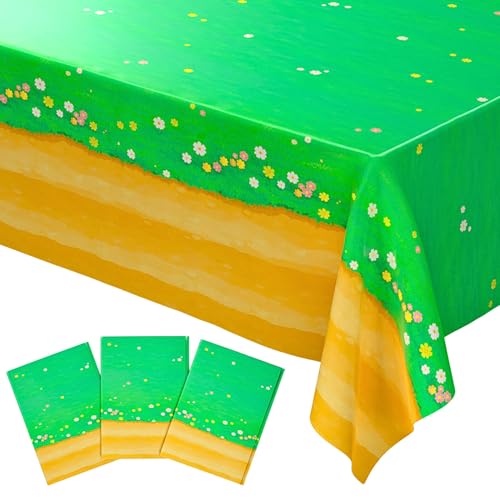 Image of Blue Orchards Meadow Terrain Table Covers (Pack of 3) 108 inch x 54 inch - Gamer Party Decorations, Gaming Party Tablecloth, Grass Theme Decor, Birthday Supplies, Game Night Decor, Cozy Game Table Covers