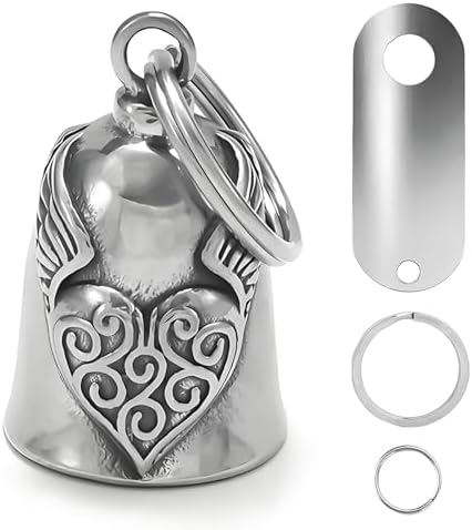 vvag Motorcycle Bell Durable Guardian Angel Bell Hanger Biker Bell with Keychain Ring Motorcycle Accessories for Women