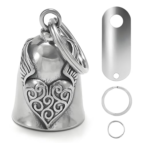 vvag Motorcycle Bell Durable Guardian Angel Bell Hanger Biker Bell with Keychain Ring Motorcycle Accessories for Women