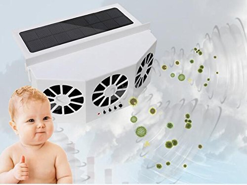 Solar Powered Car Fan Auto Front/Rear Window Air Vent Exhaust Fan Vehicle Radiator Vent with Ventilation(Black) - Thumbnail 3