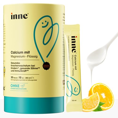 inne Calcium mit Magnesium Flüssig - ab 3 Jahren - Vitamin D3 K2 Immunsystem stärken Kinder - Nahrungsergänzungsmittel Kindervitamine - Immun Kids - mit Zink - Orangengeschmack (30 Beutel x 10ml)