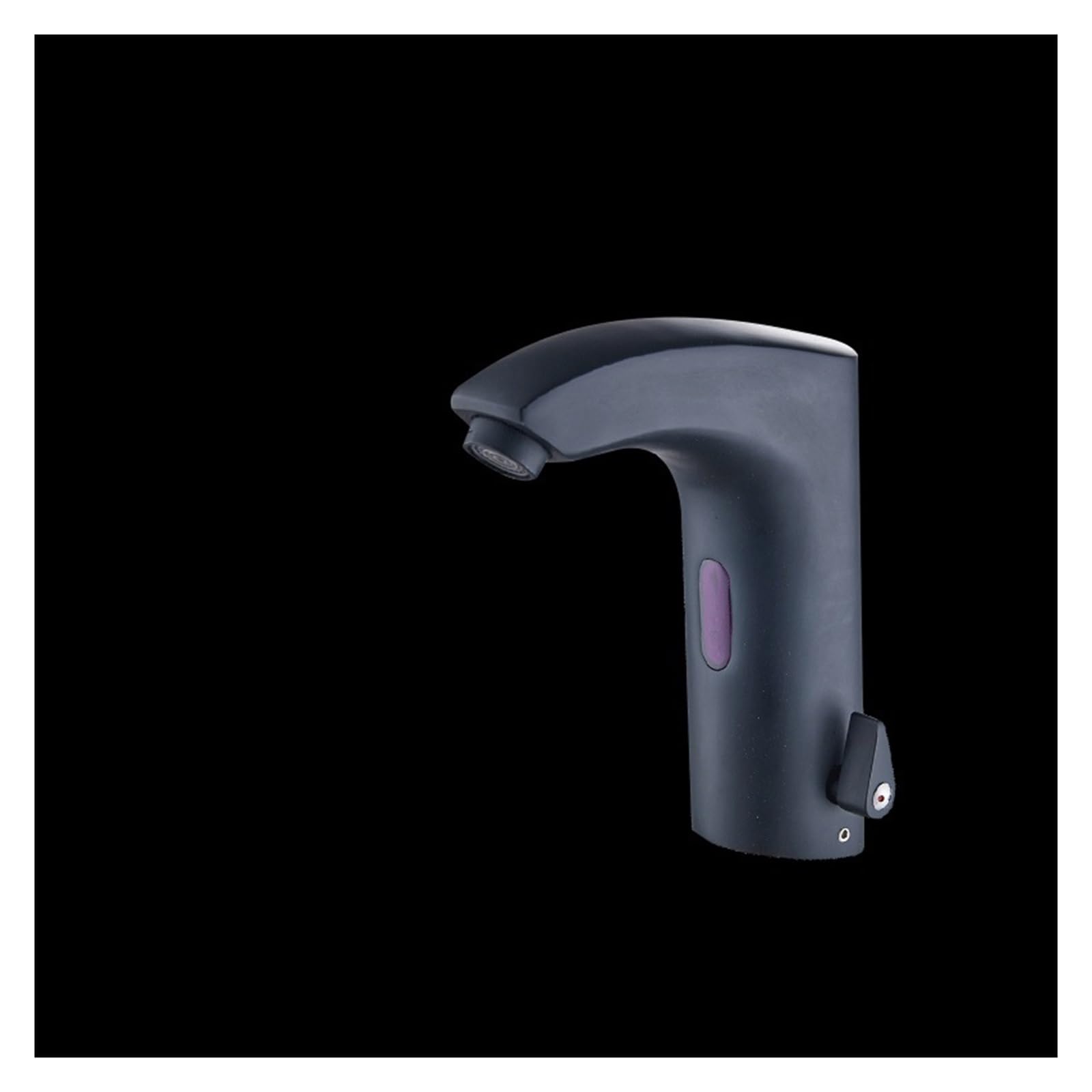 Mitigeur automatique noir pour vasque de salle de bain design et hygiénique monté sur pont