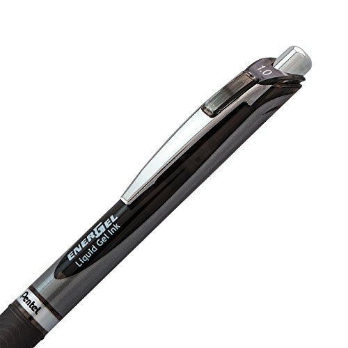 Energel™ Rtx Retractable Liquid Gel Pens, Bold Point, 1.0 Mm, Black/Silver Barrel, Black Ink, Pack Of 12 #TOP4