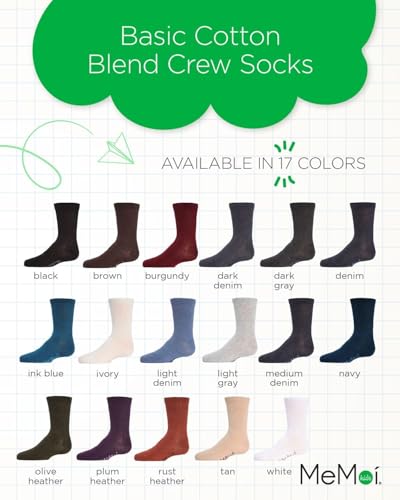 MeMoi Kids' Basic Cotton Blend Crew Socks2