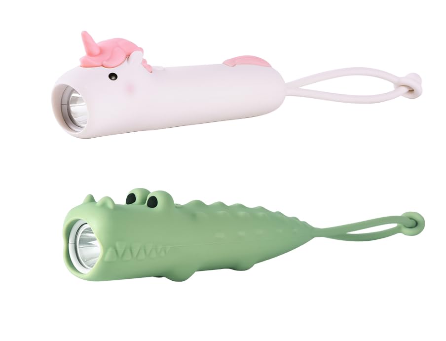 ZKLiLi Kid‘s Crocodile Union Outdoor Flashlight Rechargeable, Fun and Lightweight Kid Flashlight Suitable for Camping and Outdoor Exploration, Dog Walking, Birthday Gift