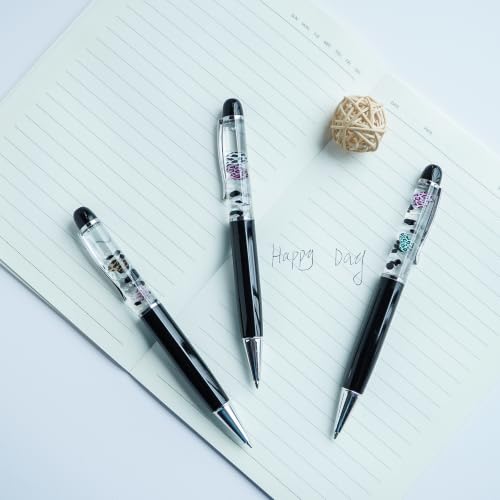 Image of Leopard Heart Ballpoint Pen Unique Floating Glitter Stationery Perfect Valentines Birthday Party Favor Gifts(Black)