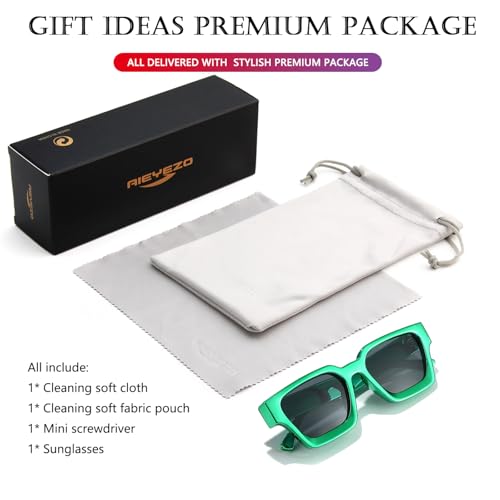 Image of AIEYEZO Square Sunglasses for Women Men Square Thick Frame Sun Glasses Simple Designer Style Shades