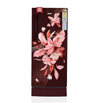 Haier 190L 3 Star Direct Cool Single Door Refrigerator (HED-203RFB-P, Red Opal, Base Stand with Drawer)