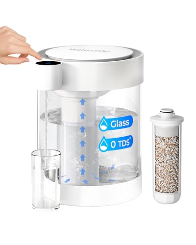 Waterdrop Glass Instant 22-Cup Countertop Rechargeable Water Filter System, 4-Stage