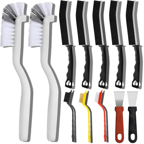 12 Piezas Cepillo de Limpieza de Grietas Multifuncional Cepillo Limpieza Hogar Cepillo Cerdas Duras Cepillo Juntas Limpieza Hogar para Esquinas Cocina Baño Ventanas