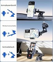 Miracase Kfz-Telefonhalterung [2025 starker Saugnapf] Telefonhalterung für Auto, Armaturenbrett, 360 ° drehbar, tragbar, Saugnapf, für iPhone, kompatibel mit 4-7,2 Zoll Smartphone – Ansicht 7