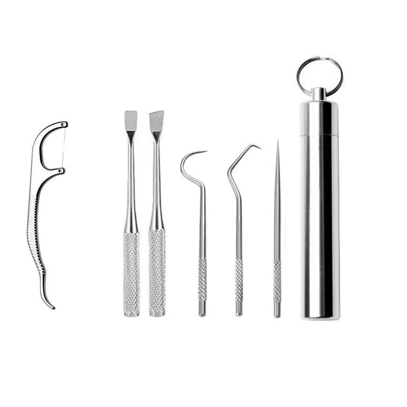 HANNEA® Dental Tools, 6 in 1 Stainless Steel Teeth Cleaning Tool Kit, Toothpicks Teeth Cleaning Picks Flosser for Teeth Braces Cleaning Tools Reuseable Toothpicks (B0C33Y3FBW) Amazon Price History, Amazon Price Tracker