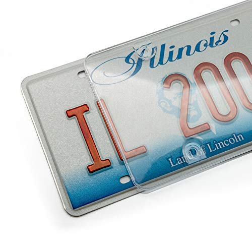 2 Pcs License Plates Shields/Cover/Frame Clear Smoked/White Design, Unbreakable Fits All Standard 6X12 Inches Novelty/License Plates.protect Your Front & Back License Plates #TOP2