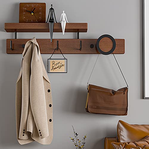 Porte-manteau avec étagère de rangement – Crochets muraux en bois pour entrée, salle de bain, salon, chambre à coucher