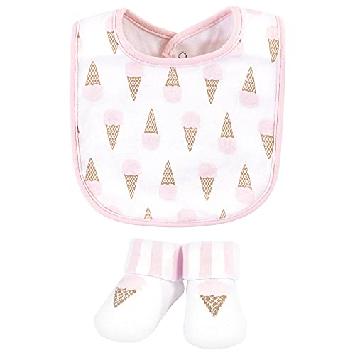 Image of Hudson Baby Unisex Baby Cotton Bib and Sock Set, Ice Cream, One Size