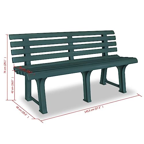 Banc de terrasse en plastique vert 57x19 pouces style causeuse à lattes - 2