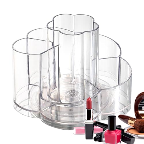 Organizador de maquillaje giratorio para lavabo - Estante de exhibición | 6 FAXTMENTS Organizador de almacenamiento | Soporte de maquillaje de gran capacidad para dormitorio | Soporte de cosméticos de