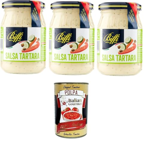 Biffi – Salsa Tartara – Multipack – Salsa Tartar – Multipack – 3 vasos de 180 g + Polpa Italiana Gourmet 400 g