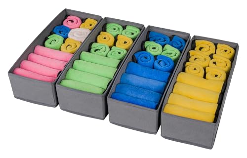 Withosent Juego de 4 HEMNES Organizador Cajones, Cajas Almacenaje Plegables de Tela Para Guardar Ropa, Organizadores de Cajones No Tejidos, Calcetines, Ropa Interior