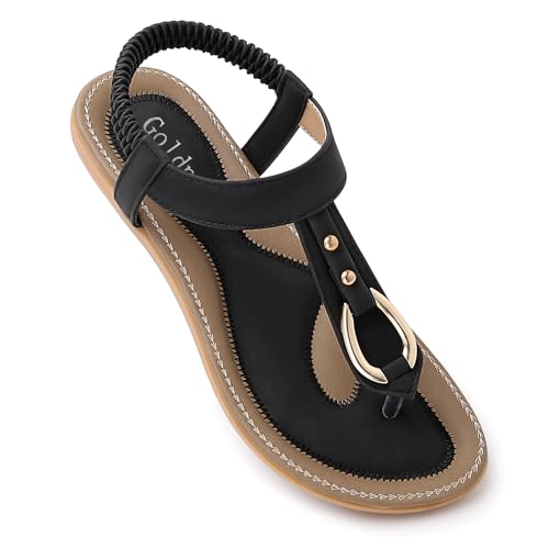 Comfortable Womens Flat Sandals Summer - Dressy Casual T-Strap Flip Flop Thong Walking Sandalias