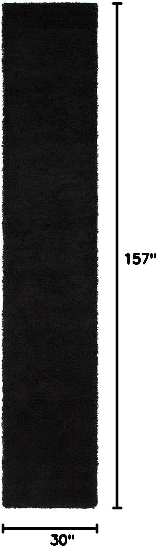 Unique Loom Solid Shag Collection Area Rug (2' 6" x 13' 1" Runner, Jet Black)