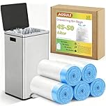 AOSULI Bin Liners 45-50L White Bin Bags with Tie Handle Drawstring Rubbish Bags, Strong Tear-Resistant Trash Bags for Kitchen–60Count
