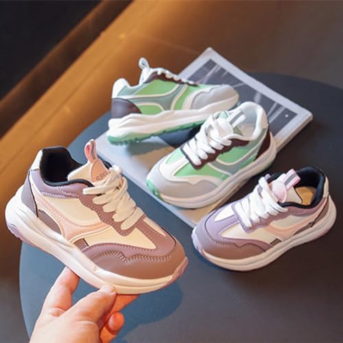 Toddler Kids Casual Sneakers Boys Girls Lightweight Kids Flat Bottom Lightweight Contrast Color Walking Skate Shoes 5