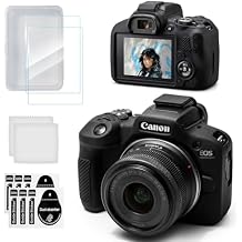 Case for Canon EOS R100 Camera, Soft Silicone Protective Case with Screen Protector Accessories for Canon R100, Anti-Scratch, Lightweight Skin Rubber, Slim Fit Cover for EOS R100 - Black