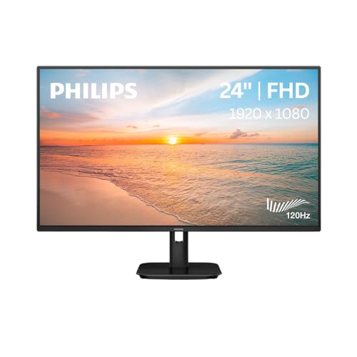 Philips 24" 16:9 FHD 1920 x 1080 IPS Home Monitor, 4ms, 120Hz, VGA, DVI, HDMI, Audio-Out, Tilt, 3 Year Warranty (24E1N2100D)