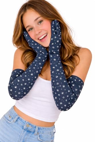 Image of Women's Driving Gloves, Printed Cotton Full Hand Summer Gloves for Protection from Sun Burn /Heat /Pollution (Pack of 1 Pair)