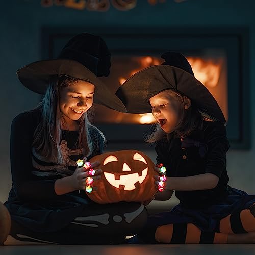 Encham 24 Stück Blinkender Ring Mädchen Bunt Leuchtringe LED Ring Licht Finger Spielzeug LED-Gummiringe Partysdeko