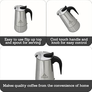 IMUSA USA B120-22061M Stainless Steel Stovetop Espresso Coffeemaker 4-Cup, Silver IMUSA USA B120 22061M Stainless Steel Stovetop Espresso Coffeemaker 4 Cup Silver