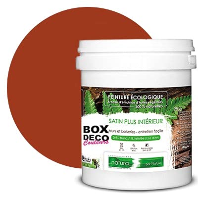 BOX DECO COULEURS Peinture murale naturelle écologique aspect satin intérieur Natura - 1 L / 13 m², Rouge Terracotta Cover
