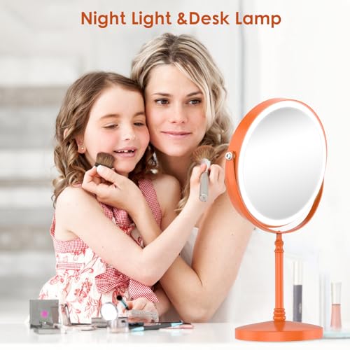 Image of DEIOVWXS Makeup Mirror, Rechargeable Vanity Mirror with 3 Lights, 1X /10X