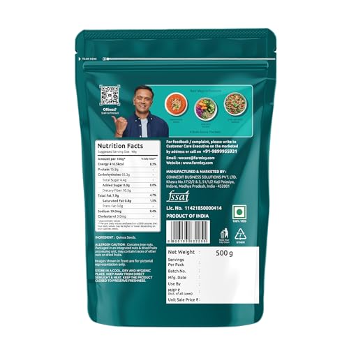 Image of Farmley Natural Quinoa 500 g | Gluten Free | Ready To Cook | High Fibre & Protein Content Quinoa Seeds (Pack of 1)