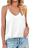 Tank Tops for Women Sleeveless Summer Tops V Neck Spaghetti Strap White XL