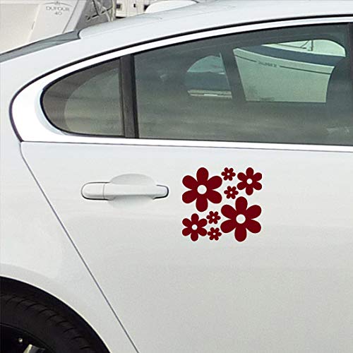 Image of Groovy Daisy Flower (Burgundy) (Set of 2) Premium Waterproof Vinyl Decal Stickers for Laptop Phone Accessory Helmet Car Window Bumper Mug Tuber Cup Door Wall Decoration