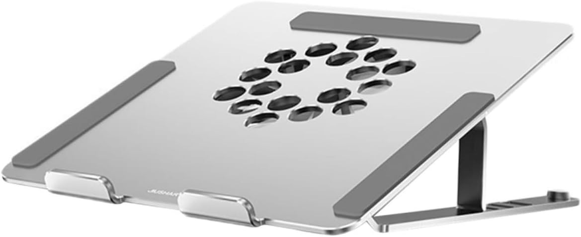 NUOBESTY Laptop Cooling Pad with Adjustable Aluminum Alloy Stand, Quiet Ventilated Fan Cooler to 17.3 Inch Laptops, Silver Height-Raising Support for Gaming and Office Use
