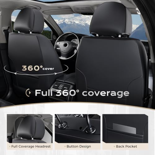 Image of Coverado Seat Covers, Car Front Seat Covers with Backrest, Nappa Leather Car Seat Protectors,Waterproof &Breathable,Anti-Slip Automotive Seat Cushion, Universal Fit for Most Vehicles