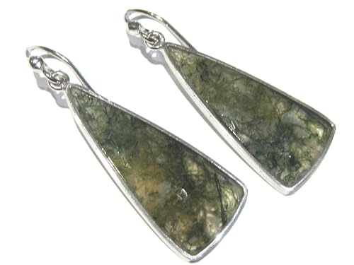 Boucles d'oreilles agate mousse et argent 925 pour femme