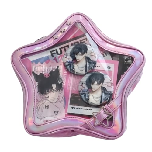 Star Single Shoulder Crossbody Bag Handbag and Purse for Women Ita Bag with Insert Pins Display Backpack (laser pink)