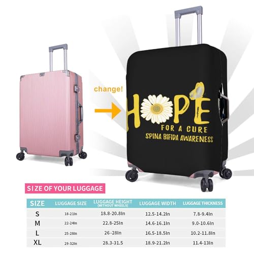 Travel Luggage Cover Hope For A Cure Spina Bifida Awareness Flower Fashion Washable Baggage Suitcase Protector Fit For Luggage Small 5