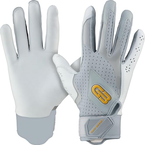 Grip Boost Baseball Batting Gloves with Boost Plus Leather Adult and Youth Sizes for Men and Youth Players (Gray Small)