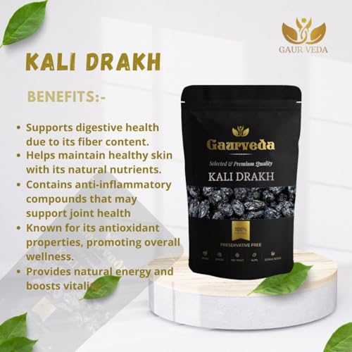 Image of GAURVEDA Kali Drakh (Black Raisins) -, Naturally Sweet, Energy Boosting, Healthy Snack, Rich in Antioxidants, Dry Fruit Treat | 100 Grams